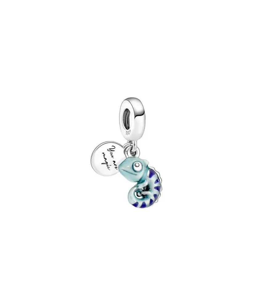 Pandora compatibele bedel met turquoise kameleon hangertje, sieradenaccessoire