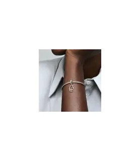 Pandora compatibele bedel met open hart en roze-gouden ringen, sieradenaccessoire