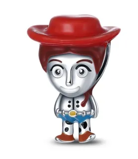 Pandora compatibele bedel van Jessie uit Toy Story met rode hoed en gevlekte broek, sieradenaccessoire