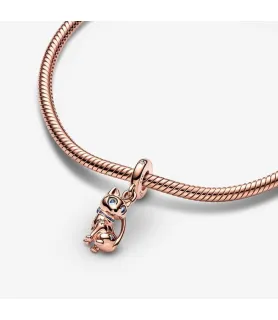 Roségouden fonkelende kat bedel met kristallen details, stijlvol design, Pandora Compatible.
