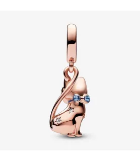 Roségouden fonkelende kat bedel met kristallen details, stijlvol design, Pandora Compatible.