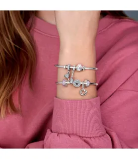 Roze pavé clip bedel met sprankelende kristallen, Pandora Compatible.