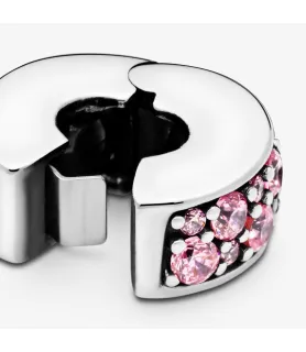 Roze pavé clip bedel met sprankelende kristallen, Pandora Compatible.