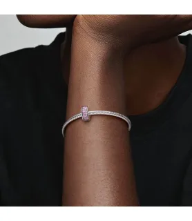 Roze pavé clip bedel met sprankelende kristallen, Pandora Compatible.