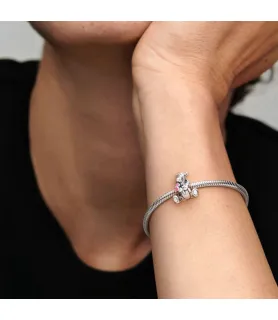 Fler® Teigetje bedel met roze hart, vooraanzicht, compatibel met Pandora armbanden