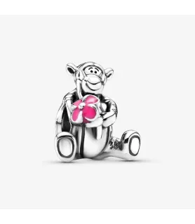 Fler® Teigetje bedel met roze hart, vooraanzicht, compatibel met Pandora armbanden