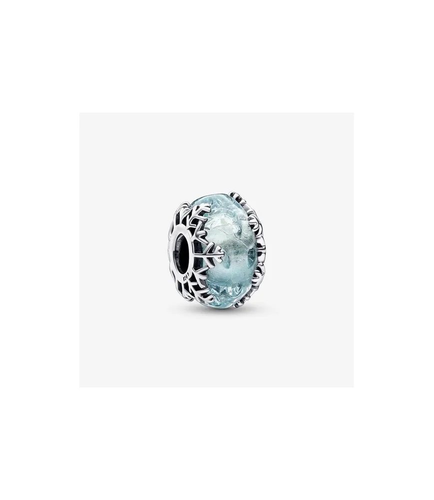 Fler® bedel met blauw en zilver sneeuwvlokontwerp, compatibel met Pandora