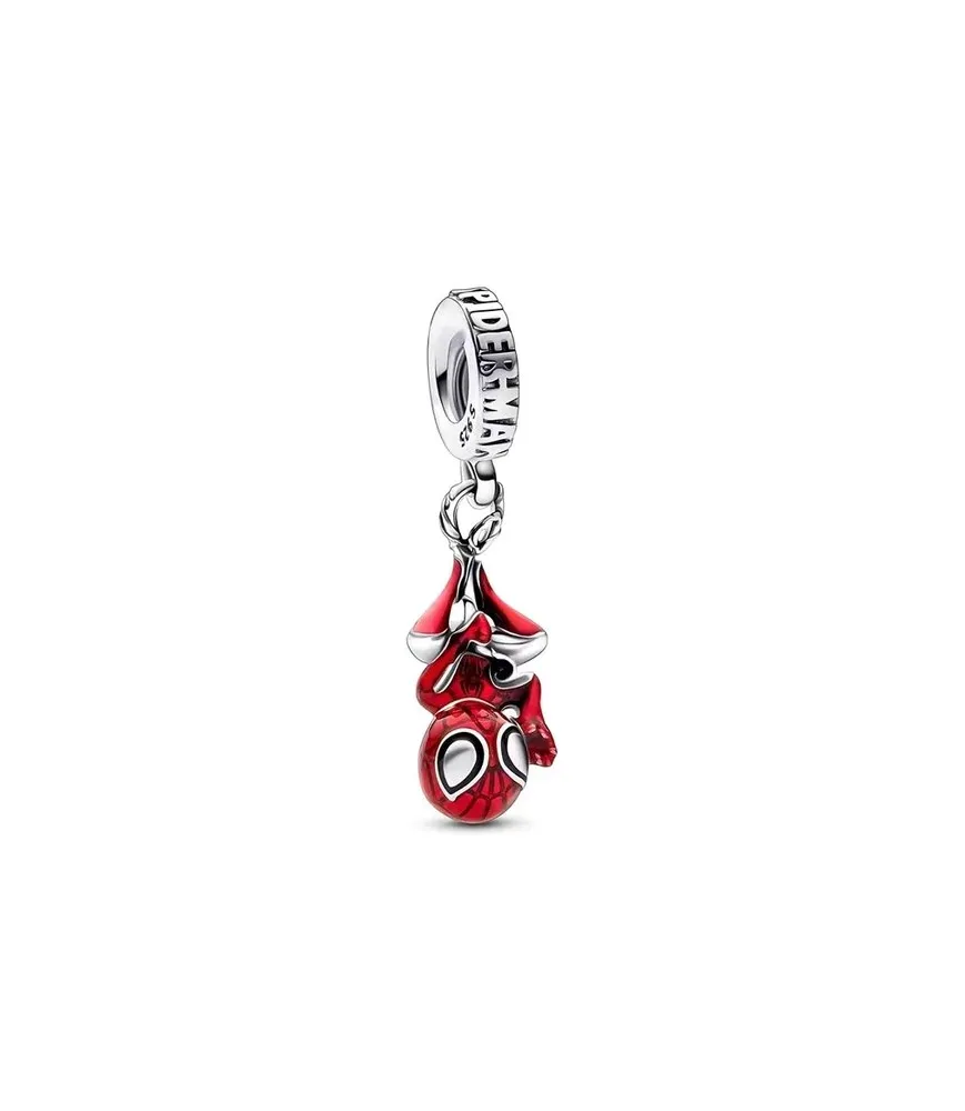 Fler® Marvel Spider-Man bedel, rood en zilverkleurig, vooraanzicht, compatibel met Pandora armbanden