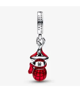 Fler® Marvel Spider-Man bedel, rood en zilverkleurig, vooraanzicht, compatibel met Pandora armbanden