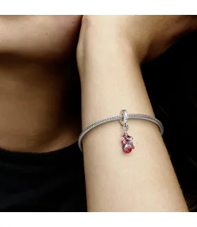 Fler® Marvel Spider-Man bedel, rood en zilverkleurig, vooraanzicht, compatibel met Pandora armbanden