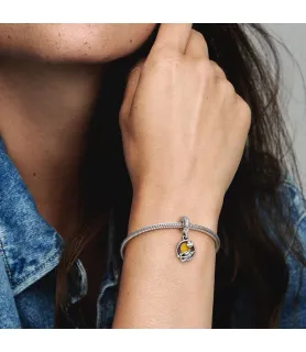 Fler® Jack Skellington bedel, zilverkleurig met gekleurde accenten, vooraanzicht, compatibel met Pandora armbanden