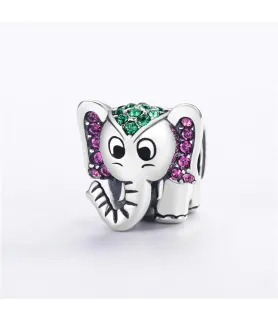Fler® Schattige Olifant bedel, vooraanzicht, compatibel met Pandora armbanden