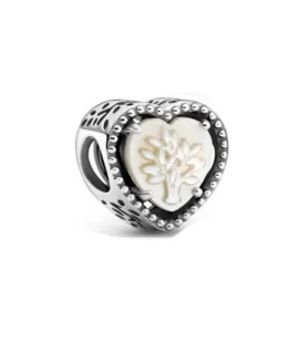 Fler® Hart met Familieboom bedel, vooraanzicht, compatibel met Pandora armbanden