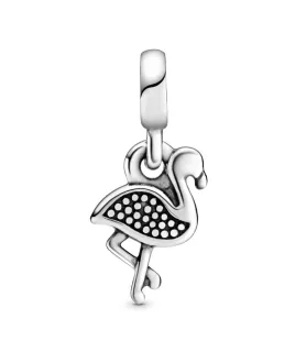 zilveren flamingo bedel