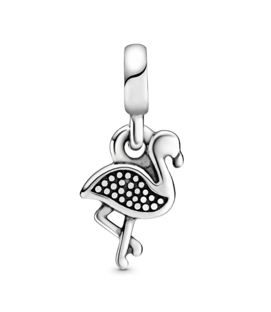 zilveren flamingo bedel