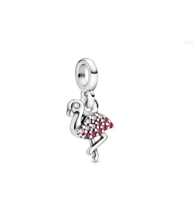 zilveren flamingo bedel